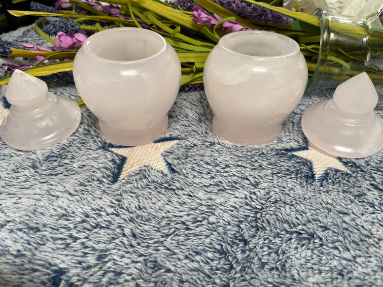 Natural Pink Calcite Jar | Trinket | Crystal | Witchcraft | Wiccan | Pagan | Gemstone | Storage Jar | Decoration | Jewellery Jar | Ornament