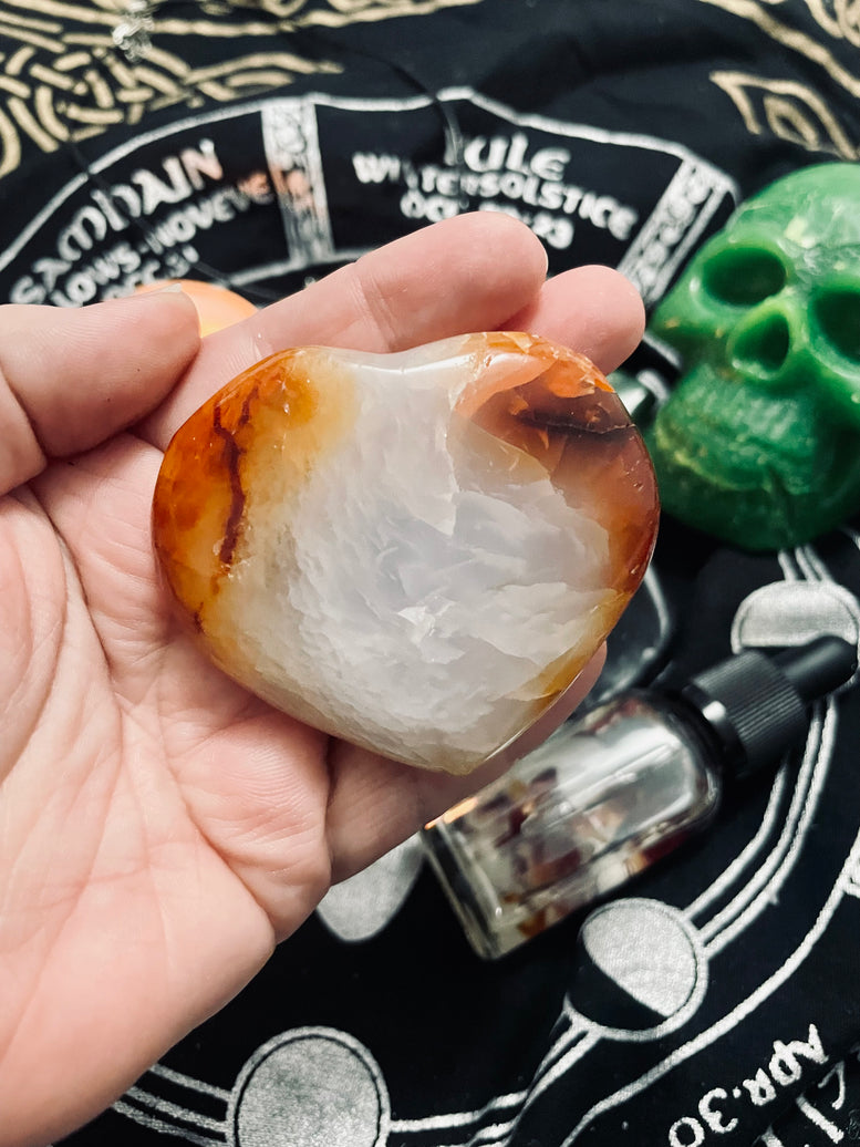 Red Agate Crystal Heart Incense Stick Holder | Incense | Witchcraft | Wiccan | Pagan | Gift | Reiki | Chakra | Healing | Natural | Gemstones