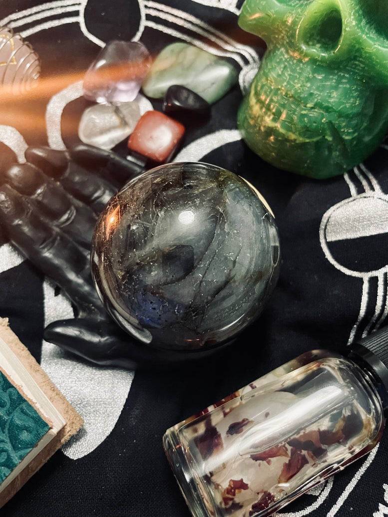 Natural Labradorite Sphere/Ball | 7cm | Crystal | Crystal Ball | Reiki | Chakra | Scrying | Divination | Witchcraft | Wiccan | Pagan | Gift