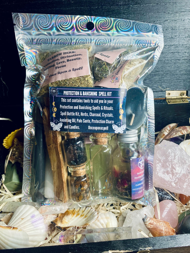 Banishing & Protection Spell Casting Kit | Wiccan | Pagan | Witchcraft | Spell Bottle | Candles | Oils | Herbs | Incense