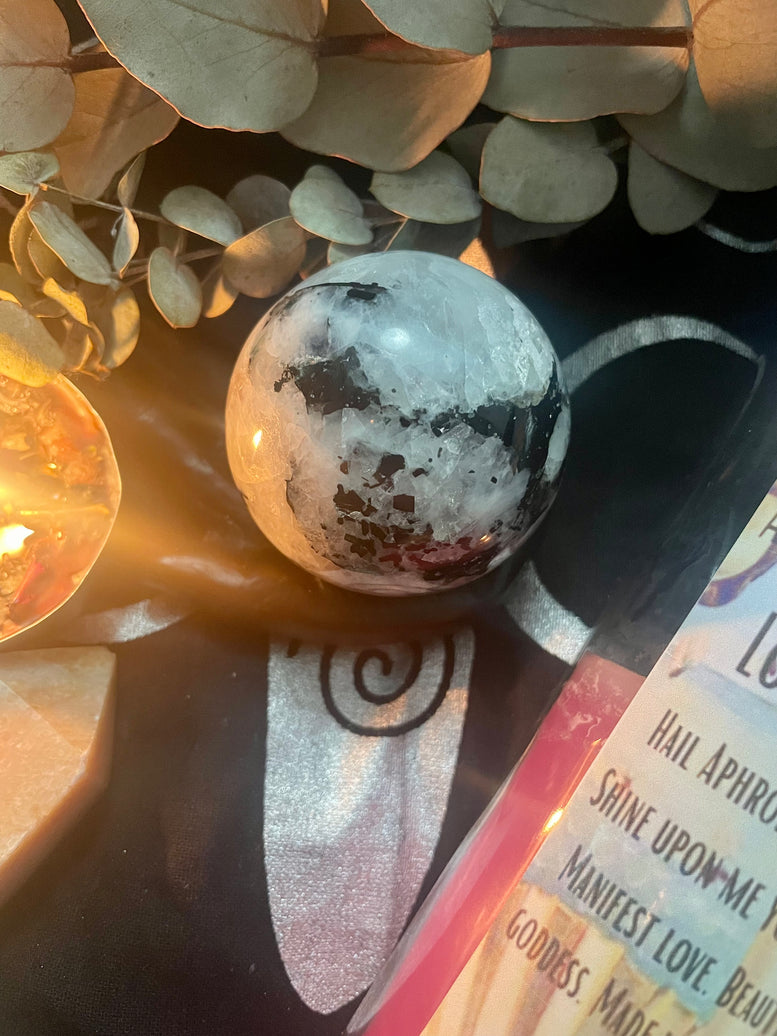 6cm Rainbow Moonstone Flashy Sphere/Crystal Ball | Gemstones | Rocks | Witchcraft | Wiccan | Pagan | Healing | Reiki | Chakra | Gift | Goth