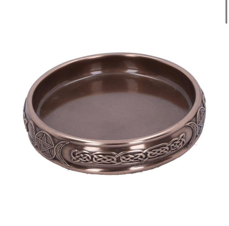 Triple Moon Bronze Trinket Tray 11cm | Moon Goddess | Deity | Trinket | Witchcraft | Wiccan | Pagan | Jewellery storage