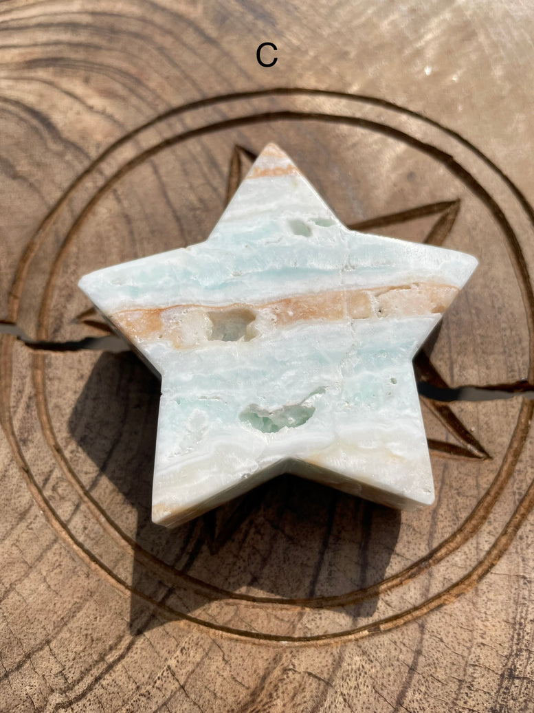 Natural Caribbean Calcite Stars | Witchcraft | Wiccan | Pagan | Crystal | Ornament | Gemstones | Healing | Polished | Carved | Star