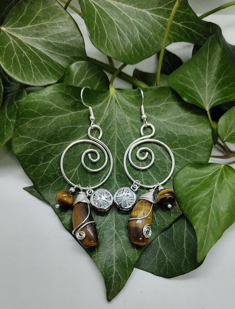 Unique Hand made Teardrop Tree of Life Crystal Earrings | Gemstones | Earrings | Jewelry | Jewellery | Gift | Women’s | Wiccan | Natural