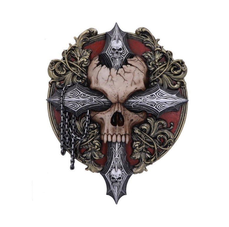 Cross of Darkness Wall Plaque 32cm | Wall Art | Skull | Crossbones | Goth | Gothic | Witchy | Pagan | Viking | Alternative