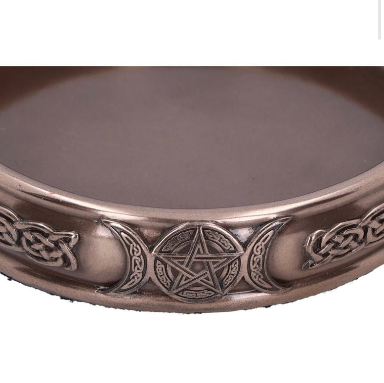 Triple Moon Bronze Trinket Tray 11cm | Moon Goddess | Deity | Trinket | Witchcraft | Wiccan | Pagan | Jewellery storage