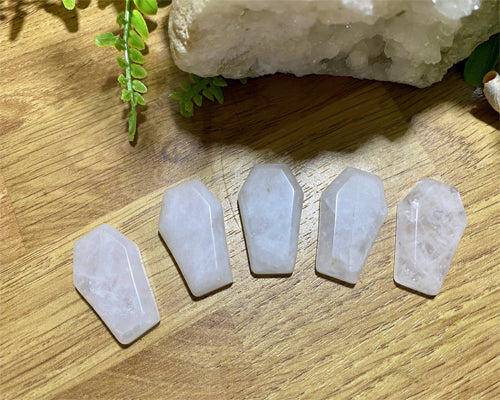 Natural Rose Quartz Coffin Shaped Crystal | decoration | Gift | Healing | For Wire Wrapping | Halloween | Witchcraft