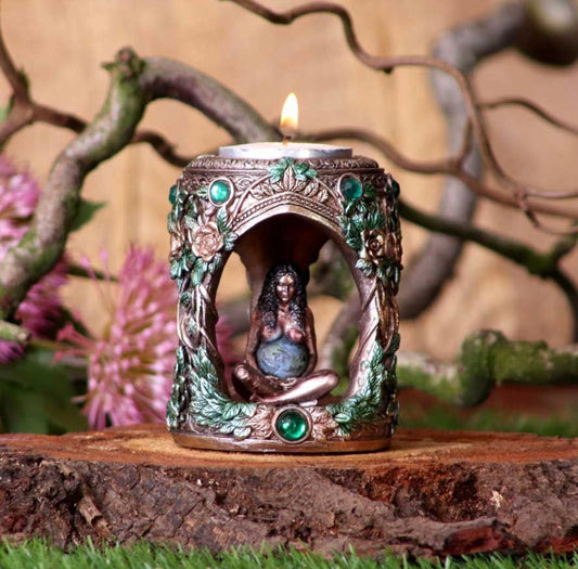 Bronze Mother Earth Tea Light Holder 7cm | Gaia | Deity | Goddess | Candle | Candle holder | Witchcraft | Wiccan | Pagan | Ornament | Home