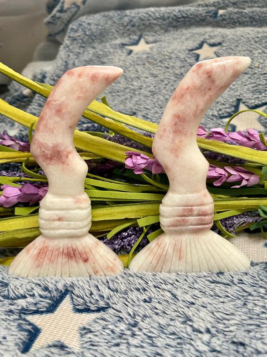 Natural Strawberry Jasper Witches Broom | Witchcraft | Wiccan | Pagan | Broomstick | Crystal | Gemstones | Carving | Reiki | Chakra | Heal