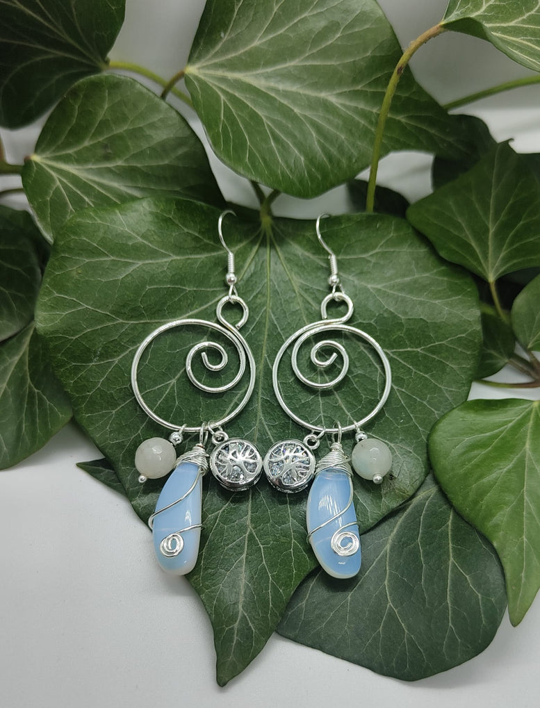 Unique Hand made Teardrop Tree of Life Crystal Earrings | Gemstones | Earrings | Jewelry | Jewellery | Gift | Women’s | Wiccan | Natural