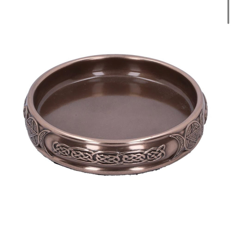 Triple Moon Bronze Trinket Tray 11cm | Moon Goddess | Deity | Trinket | Witchcraft | Wiccan | Pagan | Jewellery storage