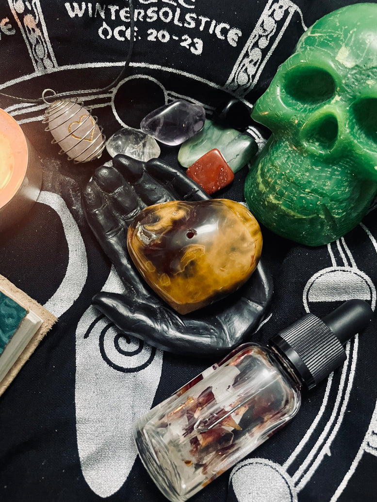 Red Agate Crystal Heart Incense Stick Holder | Incense | Witchcraft | Wiccan | Pagan | Gift | Reiki | Chakra | Healing | Natural | Gemstones