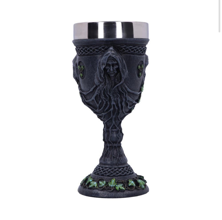 Mother Maiden and Crone Chalice Bronze Triple Goddess Wine Glass 21cm | Goddess | Deity | Witchcraft | Wiccan | Pagan
