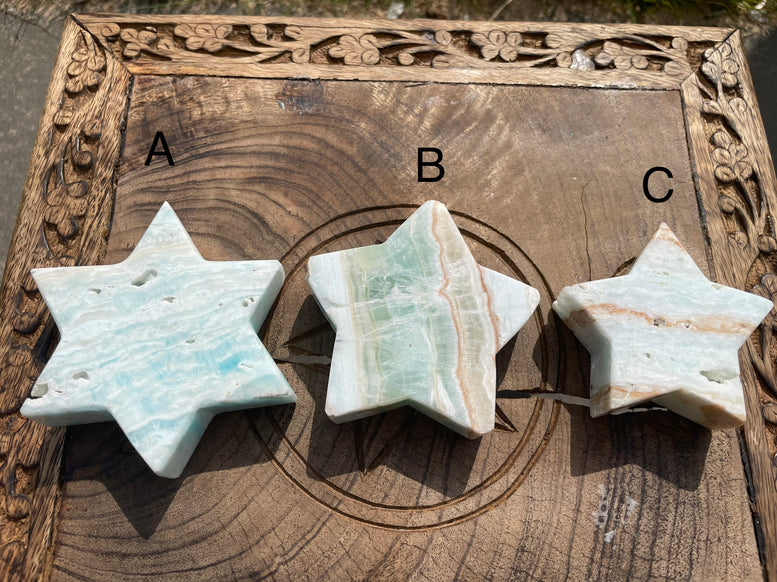 Natural Caribbean Calcite Stars | Witchcraft | Wiccan | Pagan | Crystal | Ornament | Gemstones | Healing | Polished | Carved | Star