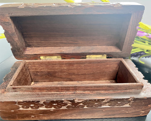 Carved Pentagram Chunky Wooden Box | Chest | Storage | Trinket | Wiccan | Pagan | Witchcraft