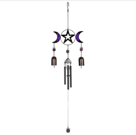 Triple Moon Wind Chime with Bells | Witches Bells | Garden | Wicca | Pagan | Witchcraft | Triple Moon
