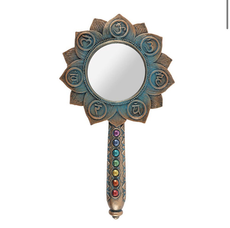Bronze Lotus Flower Chakra Hand Mirror