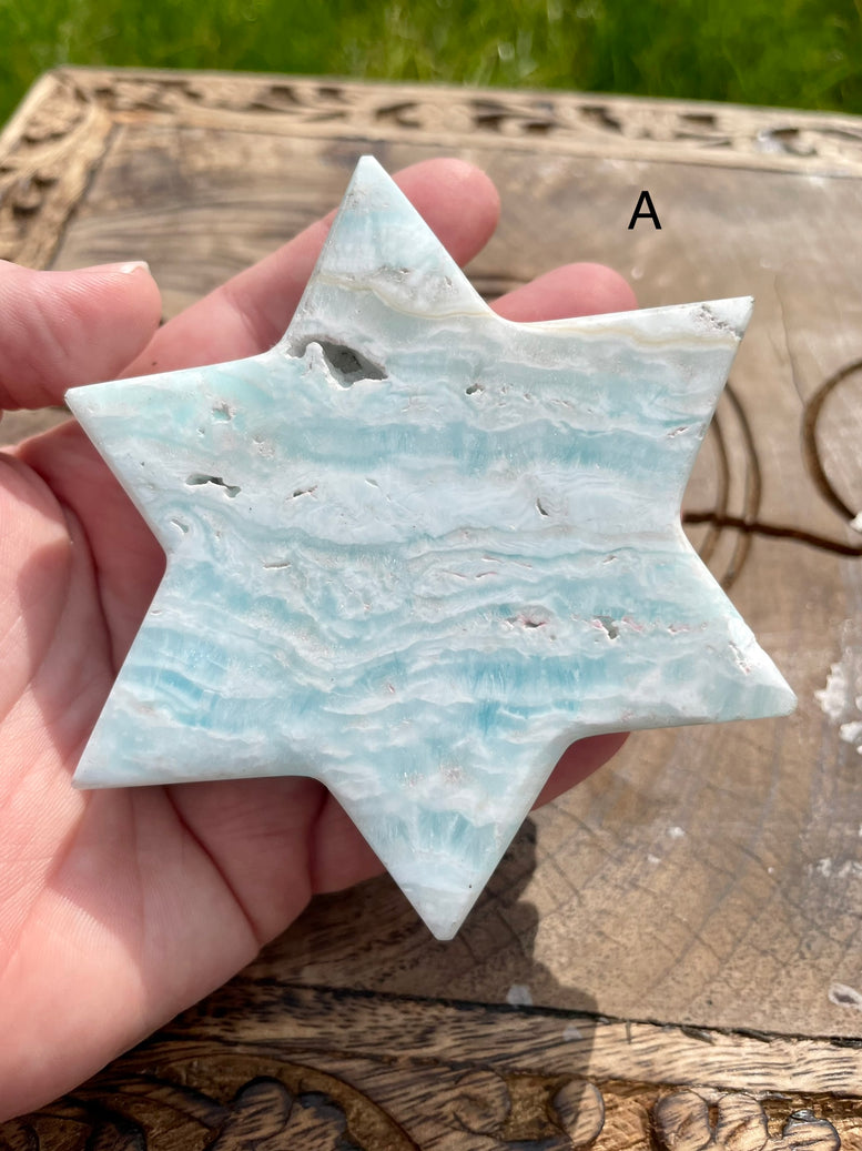 Natural Caribbean Calcite Stars | Witchcraft | Wiccan | Pagan | Crystal | Ornament | Gemstones | Healing | Polished | Carved | Star