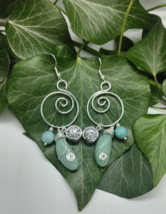 Unique Hand made Teardrop Tree of Life Crystal Earrings | Gemstones | Earrings | Jewelry | Jewellery | Gift | Women’s | Wiccan | Natural