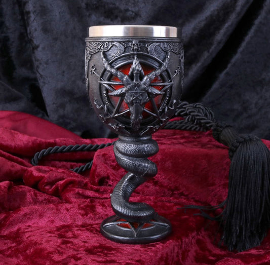 Baphomet Sabbatic Goat Diety Goblet 16cm | Offering | Chalice | Witchcraft | Wiccan | Pagan | Occult | Glass | Cup