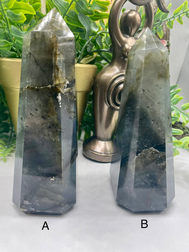High Grade Flashy Labradorite Polished Towers/Points | Crystals | Reiki | Chakra | Gemstones | Shiny Rainbow Crystal | Home Decor | Rainbow