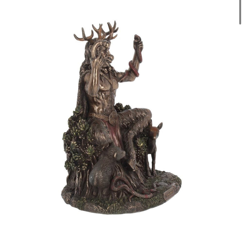 Cernunnos and Animals Horned God Bronze Figurine | Statue | Horned God | Wiccan | Pagan | Witchcraft | Deity | God | Altar | Resin | Bronze