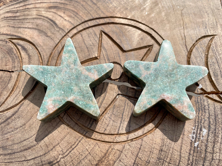 Natural Aventurine Crystal Star | Pagan | Witchcraft | Wiccan | Stars | Crystal | Ornament | Gemstones | Healing | Polished | Carved