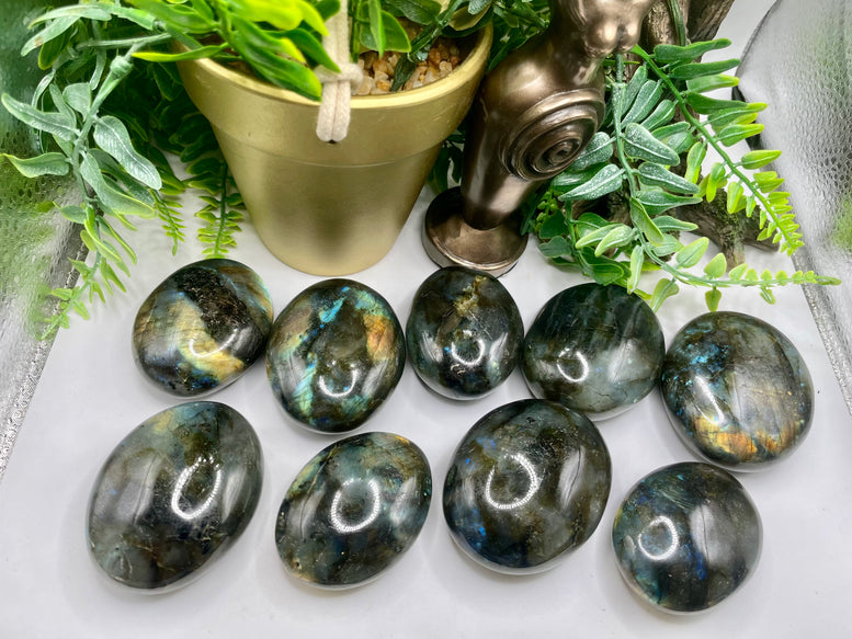 High Grade Flashy Labradorite Polished Palm Stones | Crystals | Reiki | Chakra | Gemstones | Shiny Rainbow Crystal | Home Decor | Rainbow