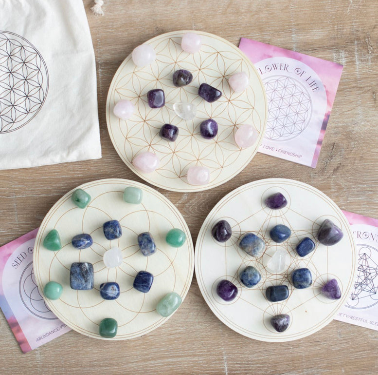 Crystal Grid Sets - Seed of Life | Metatrons Cube | Flower of Life | Crystal Grid | Reiki | Chakra | Crystal Healing | Wicca | Pagan | Witch