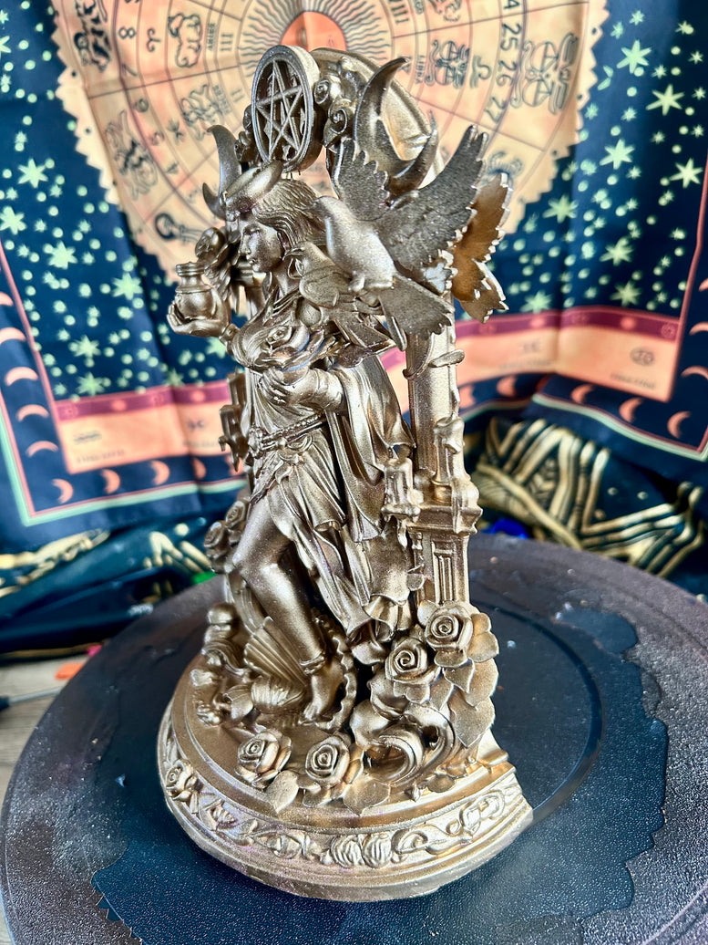 Aphrodite Goddess Statue Resin 3D Printed with Detailed Floral and Celestial Elements for Home Decor Ornaments in British English