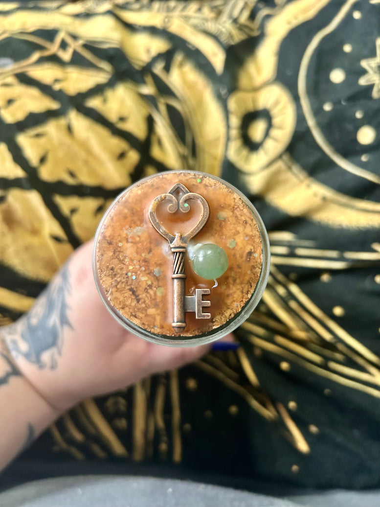 Self confidence Jar Spell Candle with Crystals & Herbs, Wiccan Pagan Ritual