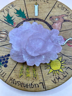 Rose Quartz Rose Crystal Carving | Flower | Witchcraft | Wiccan | Pagan | Home Decor | Ornament | Gift | Healing Crystals | Chakra | Reiki