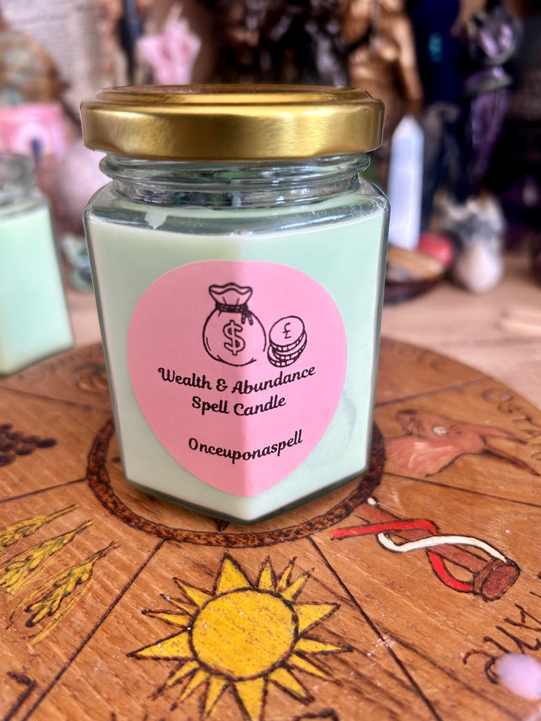 Wealth and abundance spell candle