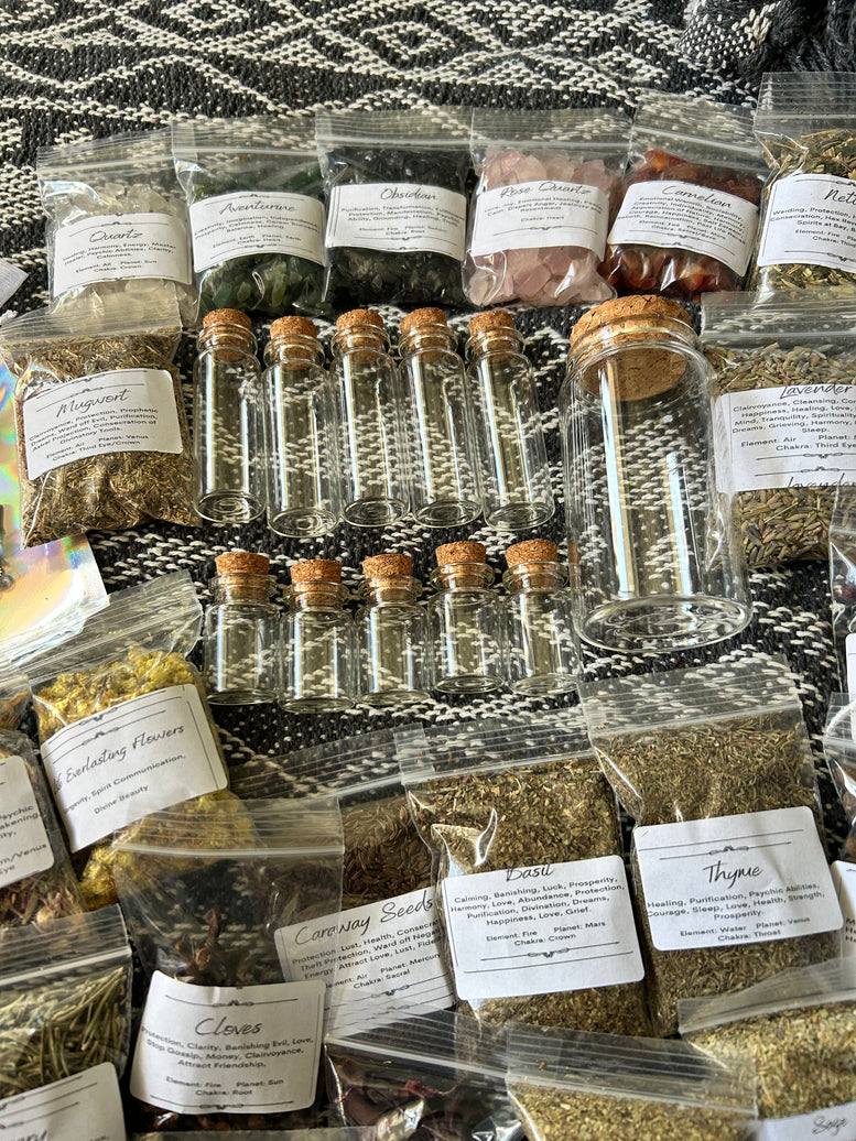 Create Your Own Spell Bottle Gift Set | Spell Bottles | Herbs | Crystals | Charms | Witchcraft | Amulets | Wiccan | Pagan | Spell Candles