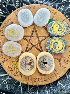 Wolf, Peace, Tree of Life Palm Stones | Reiki | Chakra | | Crystals | Wicca | Pagan | Spirituality | Quartz | Witchy | Meditation | Gemstone
