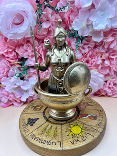 Goddess Athena Offering Bowl Statue | Handcrafted Pagan Altar Decor | Greek Goddess Figurine for Rituals & Devotional Practices | witchcraft