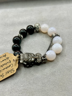 Silver Sheen Obsidian Buddha Crystal Charm Bracelet | Jewellery | Opalite | Crystals | Spirituality | Witchcraft | Wiccan | Pagan | Large