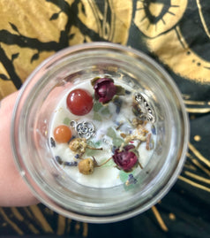 Self confidence Jar Spell Candle with Crystals & Herbs, Wiccan Pagan Ritual