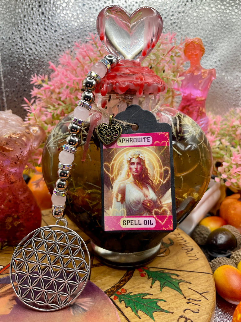 Aphrodite/Venus Spell Oil | Ritual Oil | Deity | Goddess | Amulet | Rose Quartz | Spell Bottle | Love Spell | Heart | Witchcraft | Wicca