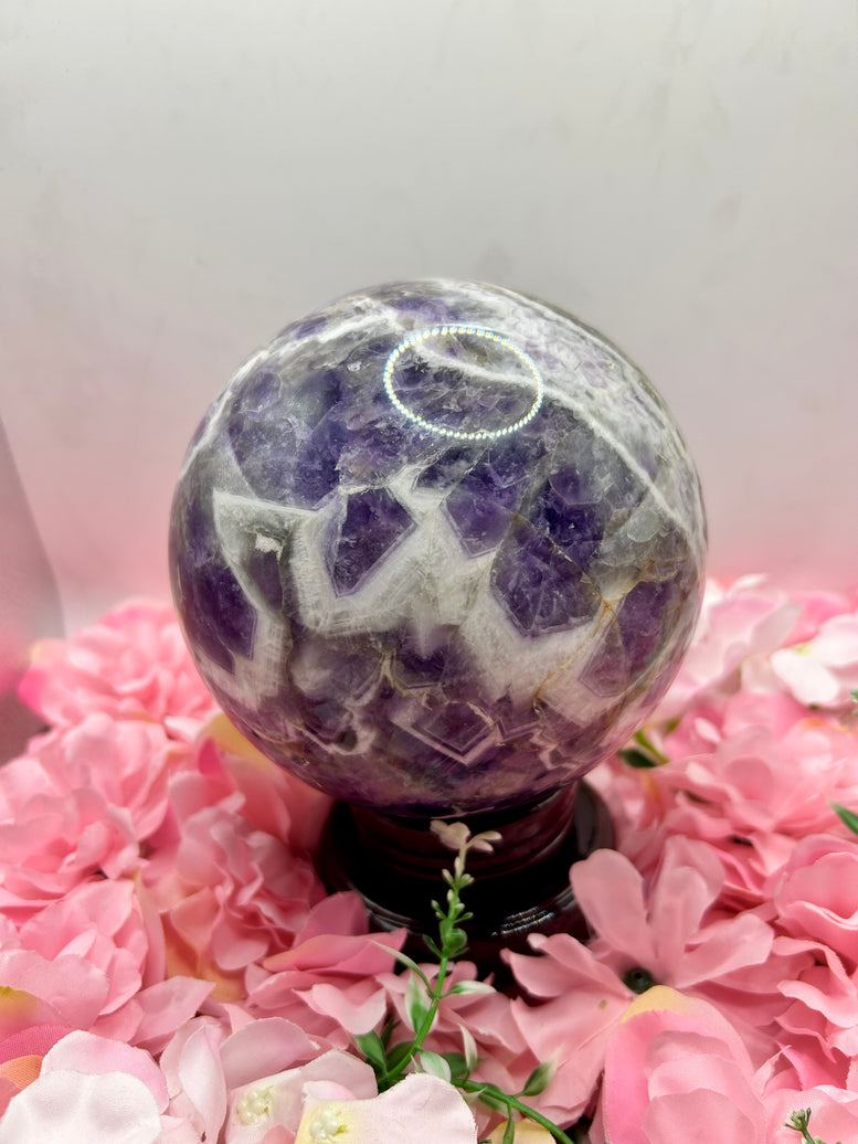 Huge Dream Amethyst Crystal Sphere weighing 3.1kg and measuring 12.5cm
