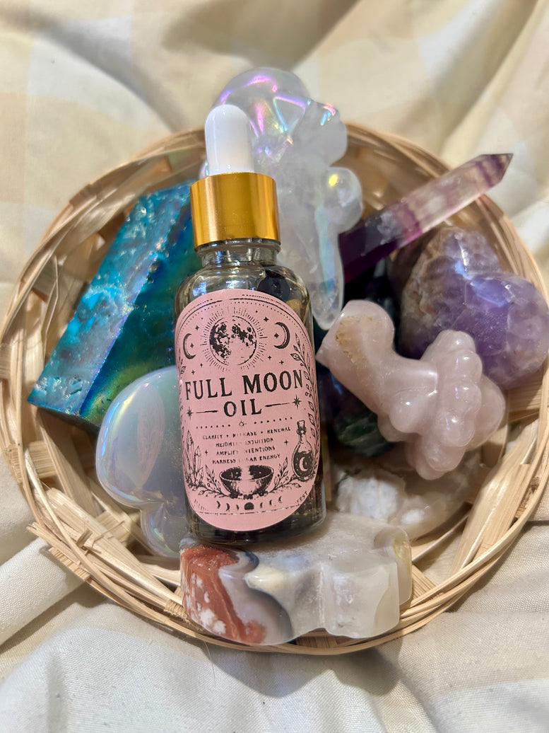 Full Moon Oil - Enhance Your Rituals with This Mystical Essential Oil for Spiritual Practices and Energy Amplification Crystals Scented Glass Bottle Fragrance Aroma