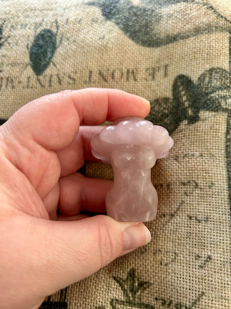 Rose Quartz Lady Body Mushroom Crystal Carving | Fairy | Fae | Reiki | Chakra | Crystal Healing | Gemstones | Witchcraft | Wicca | Pagan