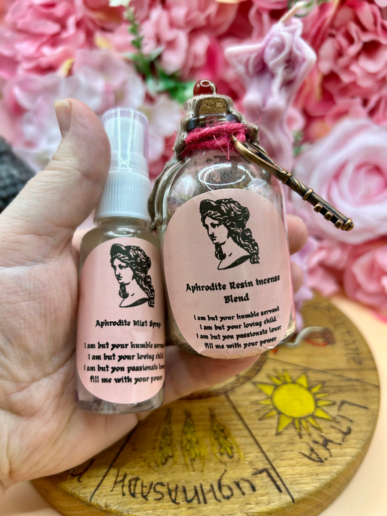 Aphrodite/Venus Resin Incense Blend and Room Spray Set | Deity | Wiccan | Pagan | Witchcraft | Protection | Fragrance | Goddess of the Sea