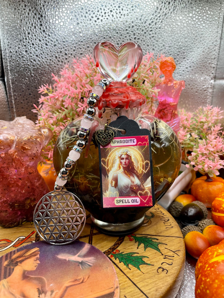 Aphrodite/Venus Spell Oil | Ritual Oil | Deity | Goddess | Amulet | Rose Quartz | Spell Bottle | Love Spell | Heart | Witchcraft | Wicca