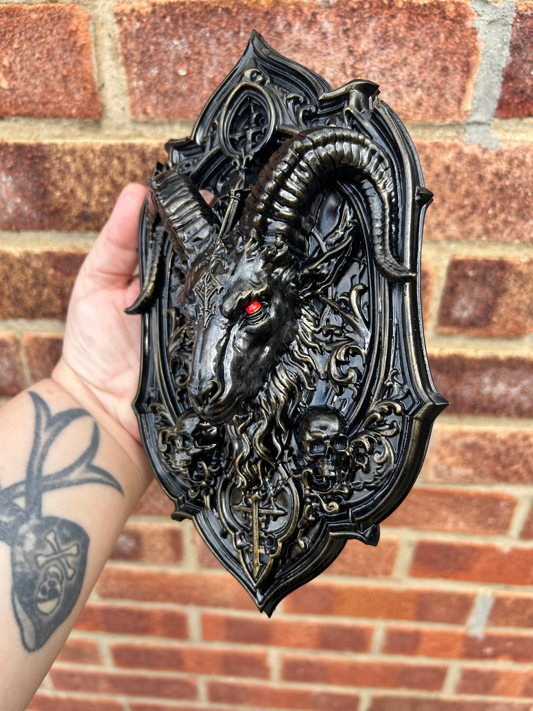 Baphomet Wall Plaque – Gothic Resin 3D Printed Wall Décor
