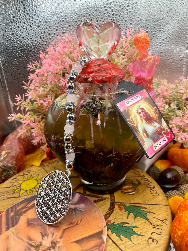 Aphrodite/Venus Spell Oil | Ritual Oil | Deity | Goddess | Amulet | Rose Quartz | Spell Bottle | Love Spell | Heart | Witchcraft | Wicca