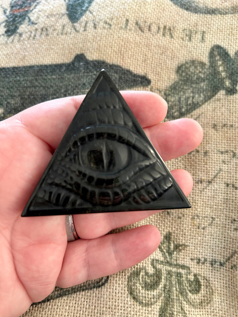 Silver Sheen Obsidian All Seeing Eye Crystal Carving | Crystals | Crystal Healing | Witchcraft | Reiki | Chakra | Wicca | Pagan | Ornament