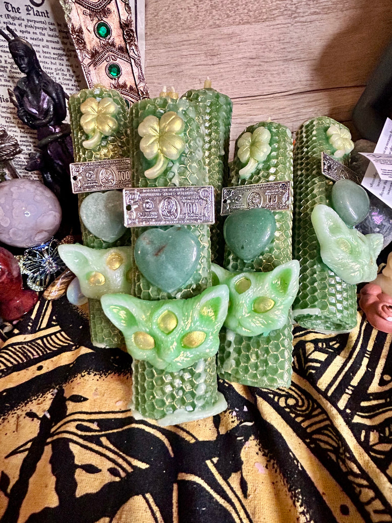 Handcrafted Wealth and Abundance Spell Candle for Witchcraft - Intention-Infused with Prosperity Herbs & Essential Oils for Money Rituals and Business Success