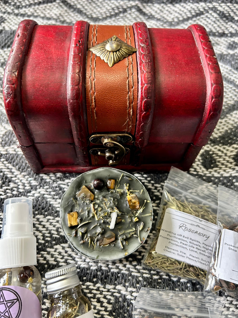 Little Chest of Protection and Banishing Spells | Witchcraft | Wiccan | Pagan | Spell Kit | Spell Candle | Oils | Herbs | Incense | Rituals