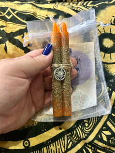 Happiness and Confidence Spell Candles: Hand-Rolled Herb Infused Set